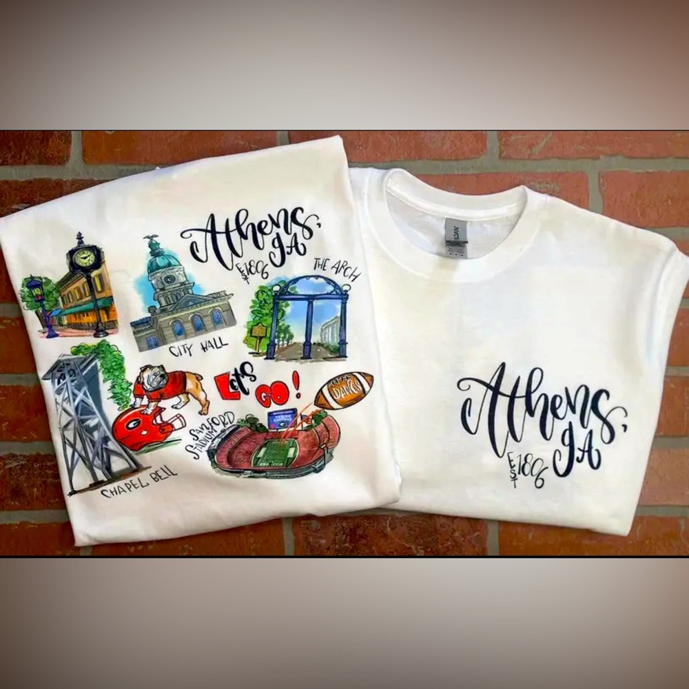 Athens, GA sublimated Georgia Bulldog tshirt. Large XL 2XL